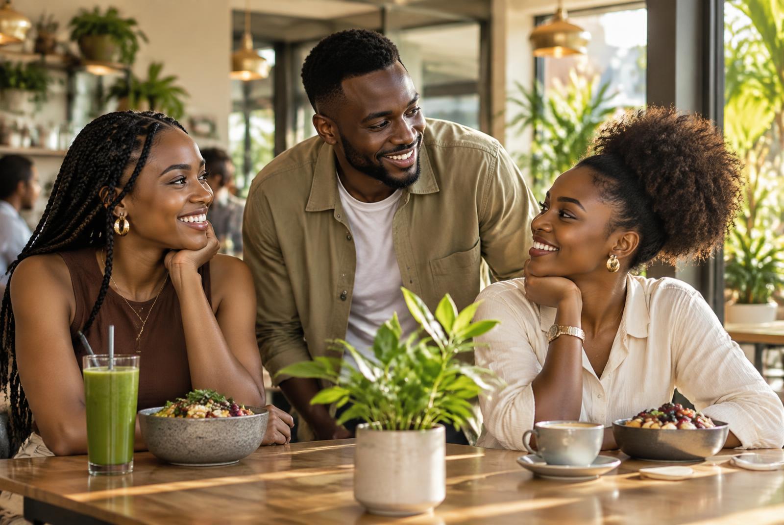 Young Ghanaian friends sharing a relaxed moment in Kumasi